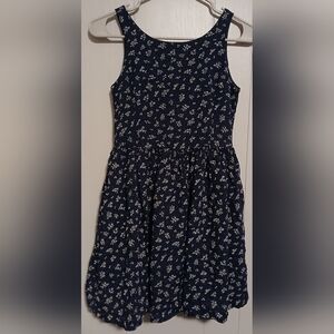Ralph Lauren Girls Size 12 Dark Blue Floral Dress